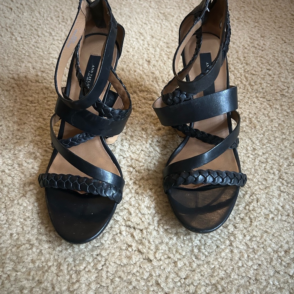 Ann Taylor Black Braided Heels